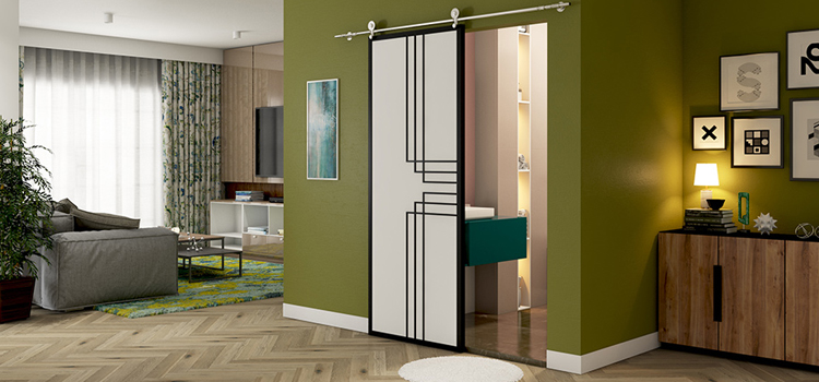 sliding bathroom door installation in Bloomington